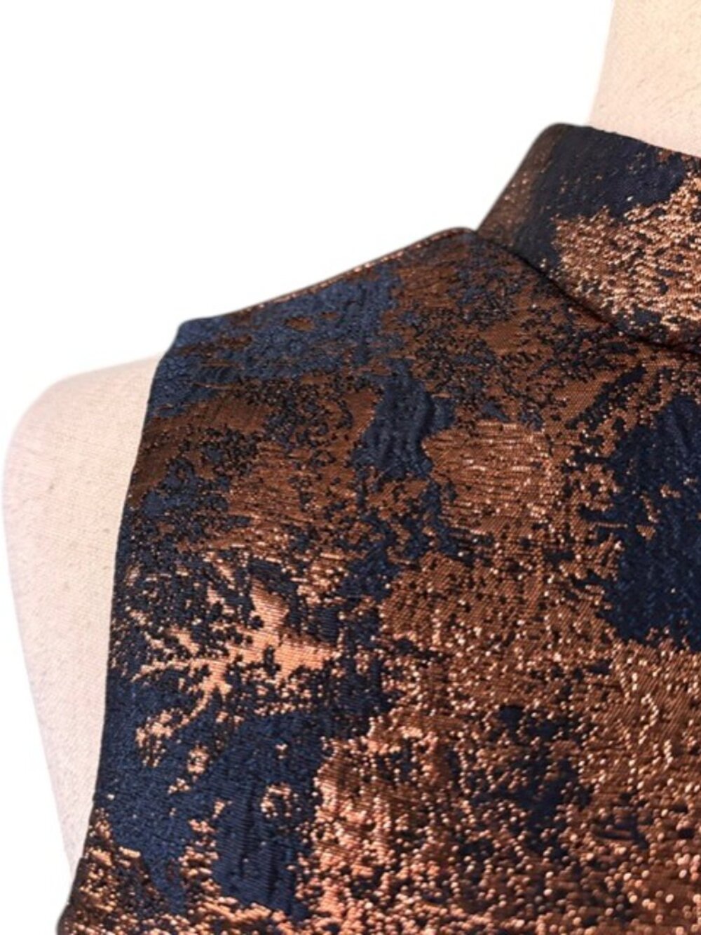 Spotlight by Warehouse Women Metallic Copper and Navy Blue Mini Dress Sz 2 NWOT - Picture 5 of 12